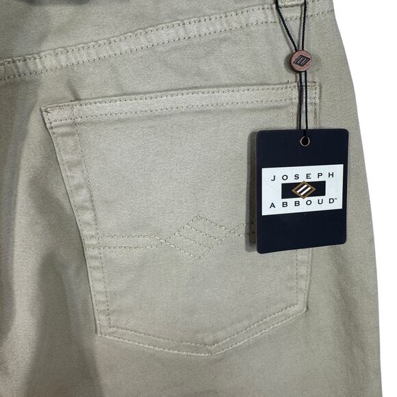Joseph Abboud Mens SZ 30x32 Sateen Twill Pants Classic Fit Stretch Zip-Fly Beige - Picture 7 of 11